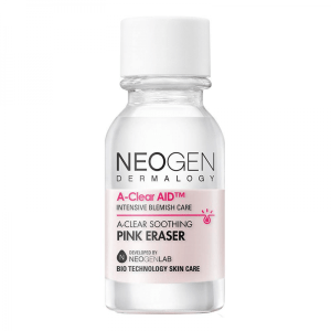 Neogen A-Clear Aid Soothing Pink Eraser 15ml bottle for acne spot treatment, calming inflammation, and purifying sensitive skin 2. Image Description A 15ml glass bottle of Neogen A-Clear Aid Soothing Pink Eraser with a dual-layer formula. This Korean spot treatment features calamine, tea tree oil, and four types of Centella Asiatica to shrink blemishes, reduce redness, and prevent future breakouts. The pink sediment layer calms irritation while the clear top layer disinfects and purifies. 3. Meta Title Neogen A-Clear Aid Soothing Pink Eraser | Dual-Layer Acne Spot Treatment for Sensitive Skin 4. Meta Description Say goodbye to breakouts with Neogen’s A-Clear Pink Eraser. This dual-layer spot treatment features calamine, tea tree oil, and Centella to soothe, purify, and heal acne-prone skin. 5. Product Short Description A dual-layer acne spot treatment with calamine and tea tree oil to calm, disinfect, and heal blemishes without irritation. 6. Product Long Description Neogen A-Clear Aid Soothing Pink Eraser is a fast-acting, sensitive skin-friendly spot treatment designed to target blemishes and calm inflammation. Its dual-layer formula separates into a pink sediment layer rich in calamine and Centella Asiatica, and a clear top layer containing tea tree oil and other antibacterial agents. Together, they work to shrink pimples, soothe redness, and prevent future breakouts—without drying out or irritating the skin. Key Ingredients & Benefits: - 💗 Calamine: Soothes irritation and reduces redness - 🍃 Tea Tree Leaf Oil: Antibacterial and anti-inflammatory to fight acne-causing bacteria - 🌿 Centella Asiatica Complex: Includes madecassoside, asiaticoside, asiatic acid, and madecassic acid to heal and calm skin - 🧬 Camellia & Papaya Extracts: Provide antioxidant support and gentle exfoliation - 🍓 Fruit Extract Blend: Includes raspberry, blueberry, orange, and papaya for added nourishment - 💧 Panthenol & Glycerin: Hydrate and protect the skin barrier Why You’ll Love It: - Dual-layer formula for targeted action - Gentle on sensitive and acne-prone skin - Free from artificial fragrance, parabens, mineral oil, and silicone - Vegan, cruelty-free, and dermatologist-tested - Compact and travel-friendly for on-the-go care How to Use: Do not shake the bottle. Dip a clean cotton swab into the pink sediment at the bottom and apply directly to blemishes. Use at night or as needed. Avoid rubbing or layering other products on top. Want help bundling this with Neogen’s A-Clear Soothing Essence Pads or Real Ferment Micro Serum? I can build a full blemish-fighting routine that’s gentle, effective, and glow-enhancing.