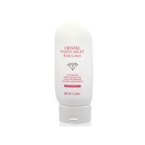 3W CLINIC Crystal White Milky Body Lotion for skin brightening, hydration, and smooth texture