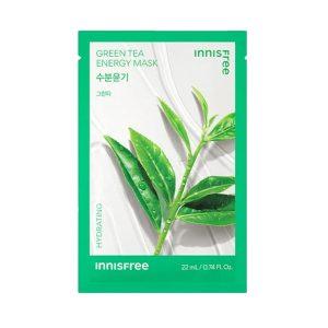 Innisfree Green Tea Energy Mask 22ml, refreshing hydrating sheet mask with Jeju green tea extract