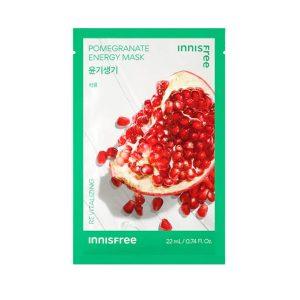 Innisfree Pomegranate Energy Mask 22ml, rich cream-type sheet mask with Jeju green complex and pomegranate extract