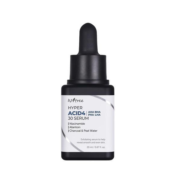 Isntree Hyper Acid4 AHA BHA LHA 30 Serum 20ml with 30% exfoliating acid blend for pore care, texture smoothing, and acne control