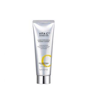 Missha Vita C Plus Clear Complexion Foaming Cleanser 120ml tube for brightening, exfoliating, and deep cleansing dull skin