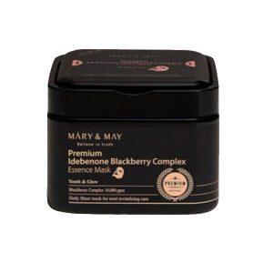 Mary & May Premium Idebenone Blackberry Essence Mask (20EA) – Firming & Antioxidant Korean Sheet Masks