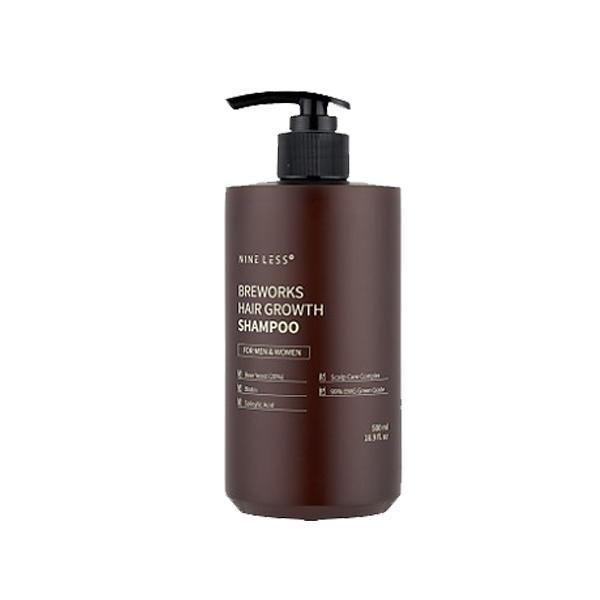 NINELESS Breworks Hair Growth Shampoo 500ml with caffeine, biotin, and fermented ingredients for scalp care and hair strengthening
