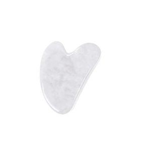White Crystal Gua Sha Massage Tool – Natural Jade Stone for Face & Body (White)