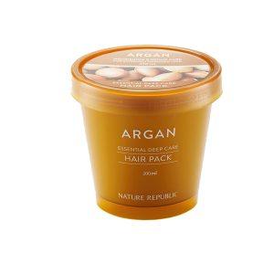 Nature Republic Argan Essential Deep Care Hair Pack 200ml for dry and damaged hair with argan oil, rosehip oil, and evening primrose oil