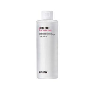 Rovectin Cica Care Balancing Toner 260ml bottle for soothing, hydrating, and repairing sensitive skin