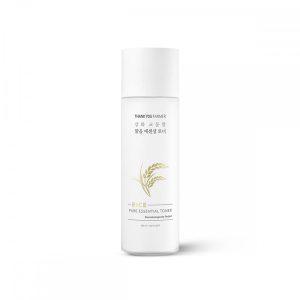 Thank You Farmer Rice Pure Essential Toner 200ml bottle for brightening, calming, and hydrating sensitive skin