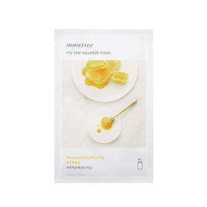 Innisfree My Real Squeeze Mask Manuka Honey 20ml, moisturizing sheet mask with Jeju green complex and nourishing honey