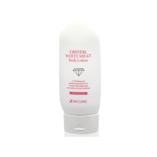 3W CLINIC Crystal White Milky Body Lotion for skin brightening, hydration, and smooth texture