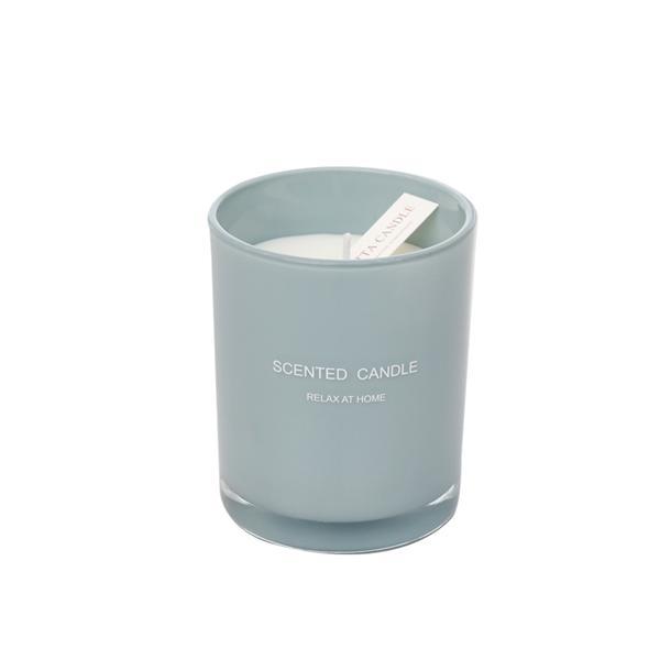Citta Home Decoration Glass Jar Scented Aromatherapy Soy Candles (Dusty Blue: Amber Ebony) 1 Citta Dusty Blue Amber Ebony Soy Candle in glass jar for home decoration and deep aromatherapy ambiance