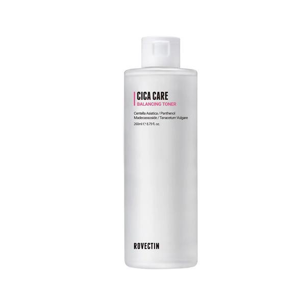 Rovectin Cica Care Balancing Toner 260ml bottle for soothing, hydrating, and repairing sensitive skin