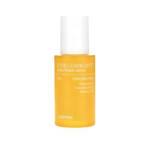 Celimax Pore+Dark Spot Brightening Serum bottle with niacinamide and tranexamic acid