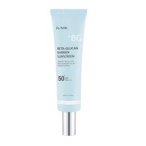Iunik Beta Glucan Barrier Sunscreen tube with hydrating and anti-aging ingredients