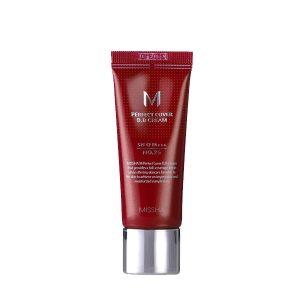 Missha M Perfect Cover BB Cream No.25 Warm Beige for high coverage, sun protection, and radiant skin