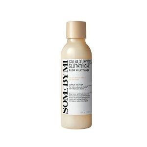 Some By Mi Galactomyces Glutathione Glow Milky Toner bottle with rice ferment and vitamin C