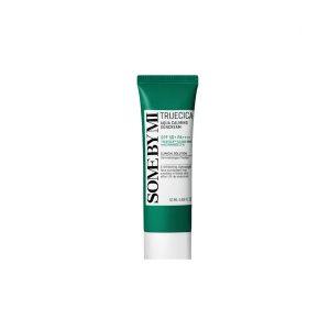 Some By Mi Truecica Aqua Calming Suncream tube with Centella and Tea Tree for sensitive skin