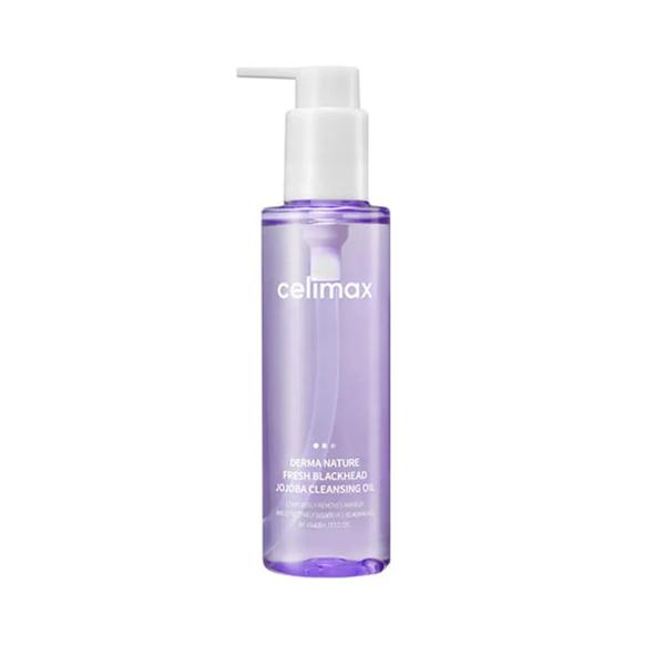 Celimax Derma Nature Fresh Blackhead Jojoba Cleansing Oil 150ml gentle oil cleanser for blackheads and makeup removal Celimax Derma Nature Fresh Blackhead Jojoba Cleansing Oil bottle with plant oils and pore-purifying ingredients