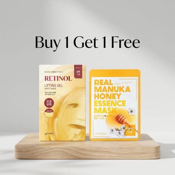 Goodal Black Carrot Vita-A Retinol Liting Gel Sheet Mask 30g + Farm Stay Real Manuka Honey Essence Mask 23ml (Free) 1 Goodal Black Carrot Vita-A Retinol Liting Gel Sheet Mask 30g