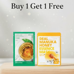 nnisfree Kombucha Energy Mask 22ml+Farm Stay Real Manuka Honey Essence Mask 23ml (Free)