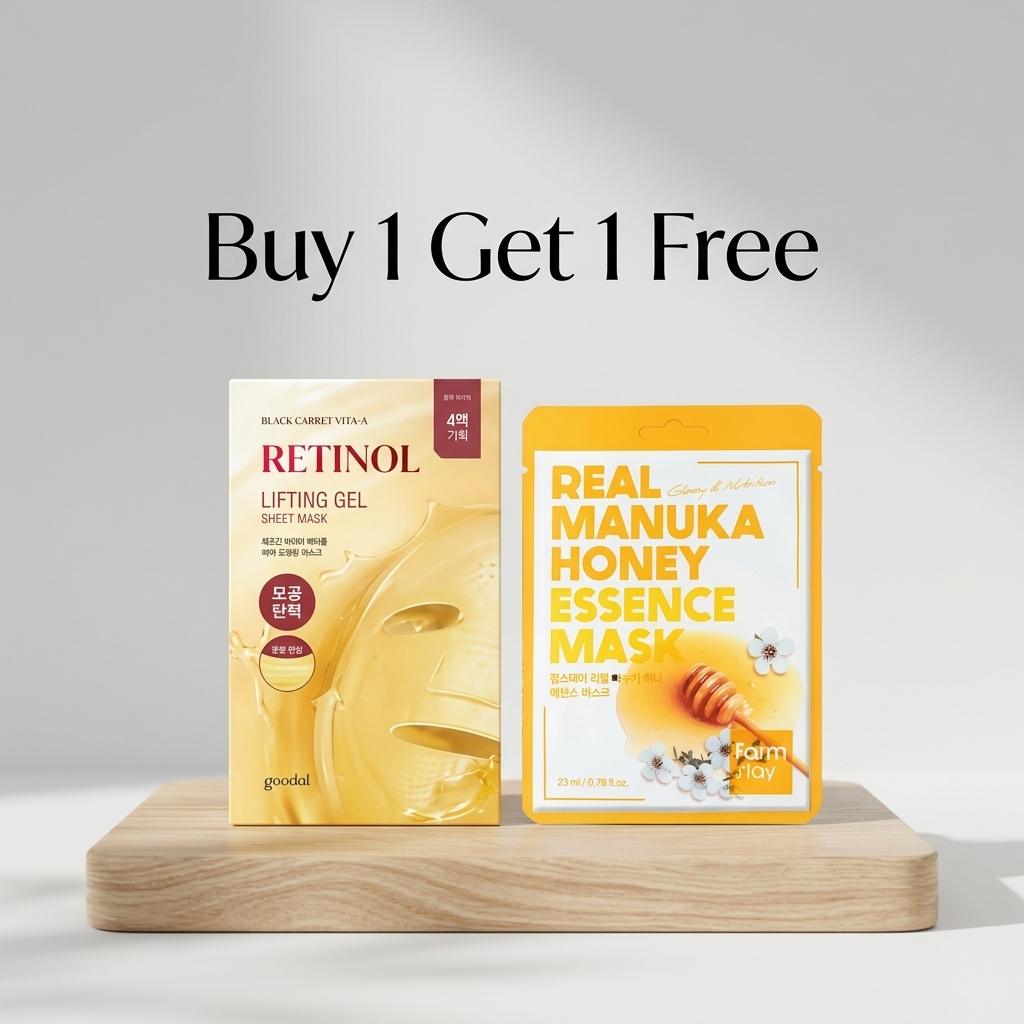 Goodal Black Carrot Vita-A Retinol Liting Gel Sheet Mask 30g + Farm Stay Real Manuka Honey Essence Mask 23ml (Free) 1 Goodal Black Carrot Vita-A Retinol Liting Gel Sheet Mask 30g