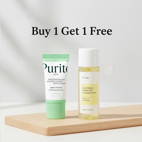 PURITO Wonder Releaf Centella Daily Sun Lotion 15ml+Iunik Calendula Complete Cleansing Oil 25ml (Free) 1 PURITO Wonder Releaf Centella Daily Sun Lotion 15ml+Iunik Calendula Complete Cleansing Oil 25ml (Free)